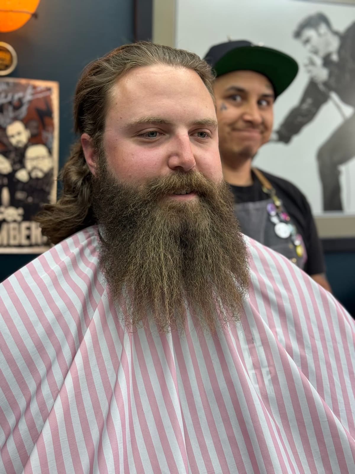 A long beard client in the chair at The Beardsmith