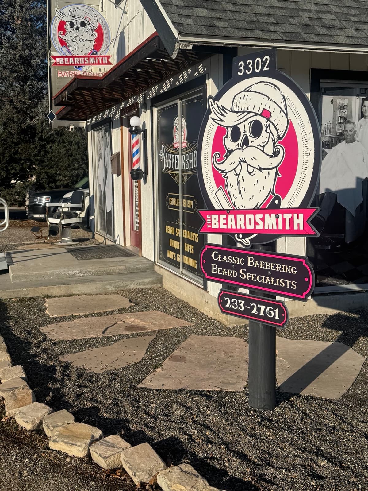 The Beardsmith storefront and sign on West Overland Road